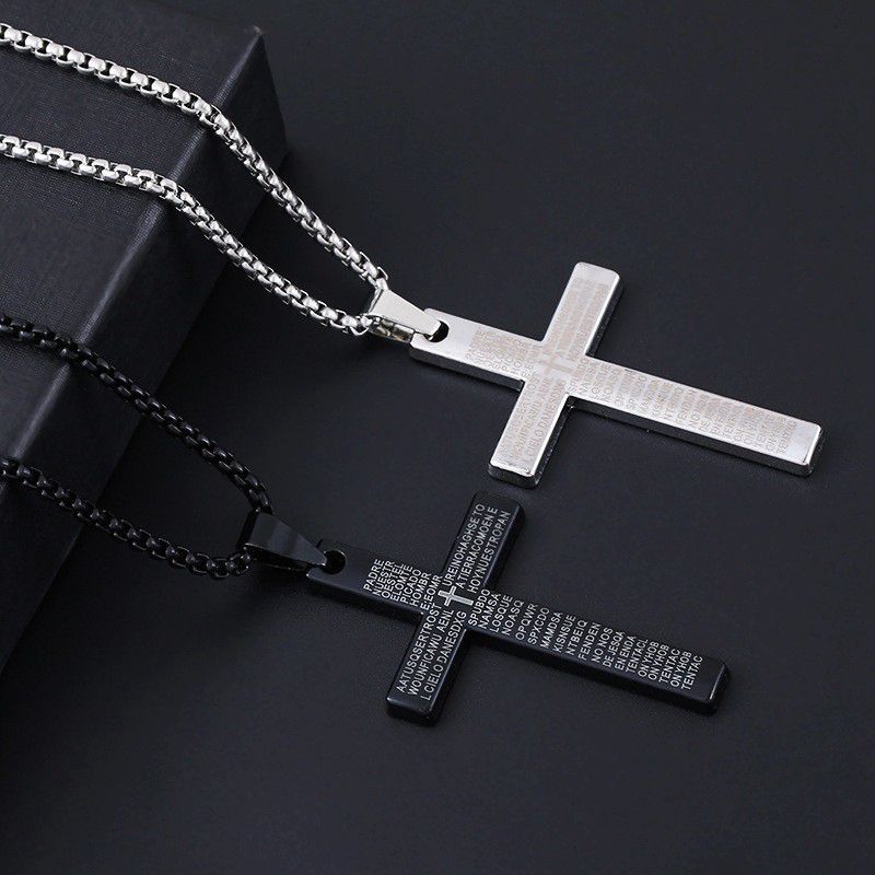 New cross necklace men's scripture androgynous style hip-hop pendant necklace women's jewelry