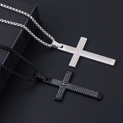 New cross necklace men's scripture androgynous style hip-hop pendant necklace women's jewelry