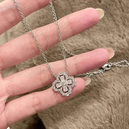 Sparkling Four-Leaf Clover Titanium Steel Necklace