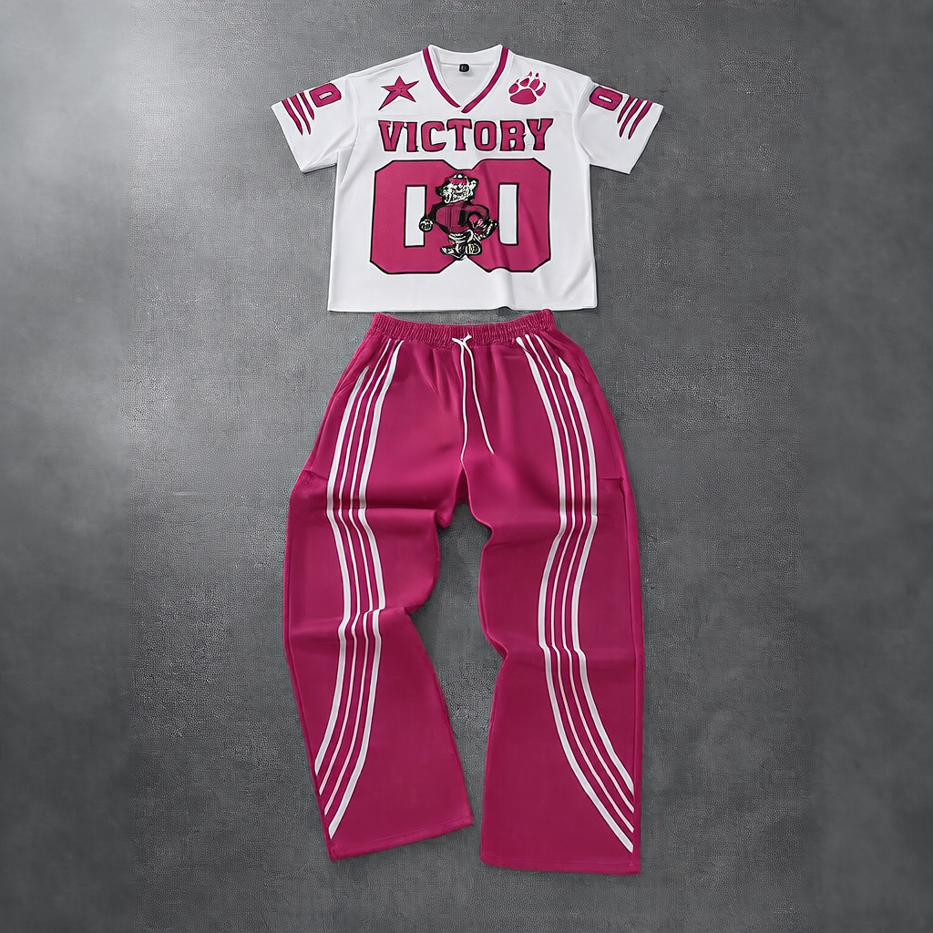 Fashionable high street printed sports outfit