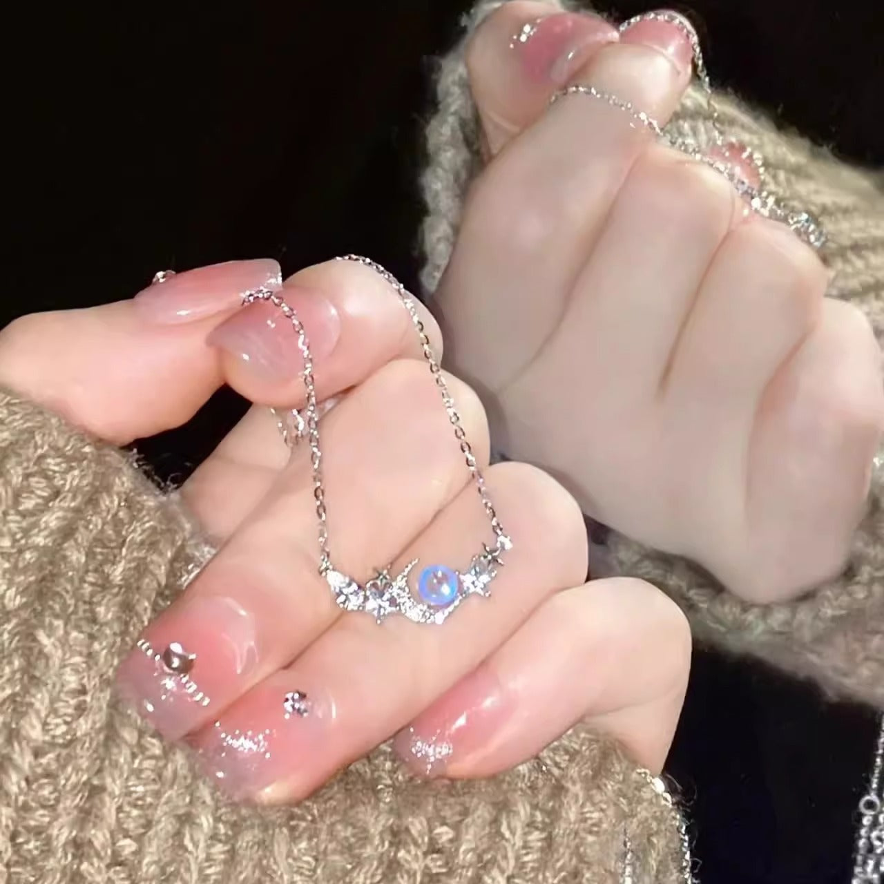 Sparkling Four-Leaf Clover Titanium Steel Necklace