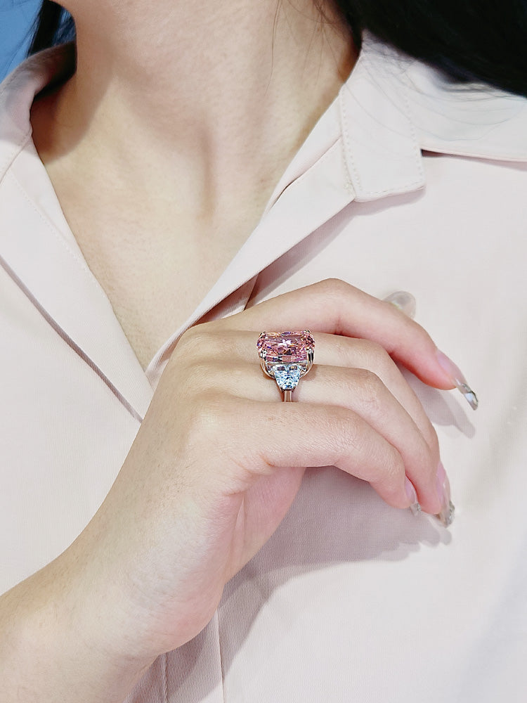 Cherry blossom pink diamond ring at the jewelry exhibition