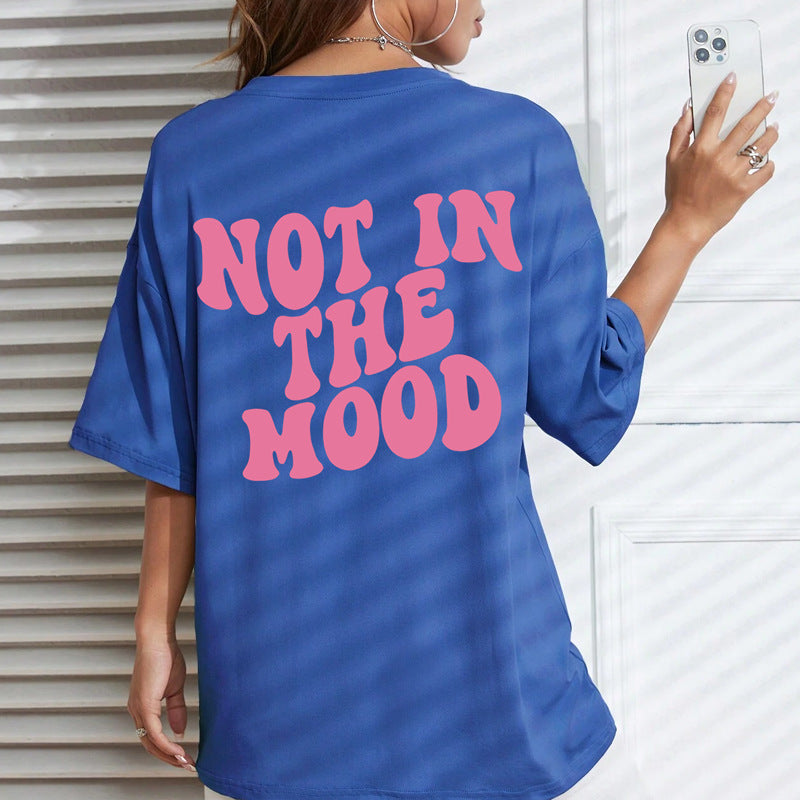 Casual Loose Fit Cotton Letter Print T-Shirt