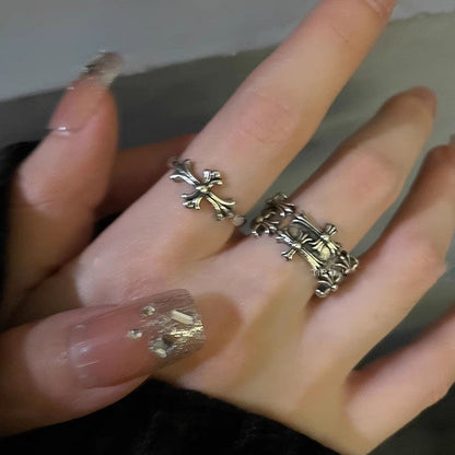 Punk Cross Adjustable Ring Vintage Gothic Unisex Jewelry