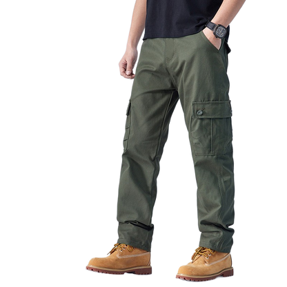 Pure cotton work pants with loose and straight fit