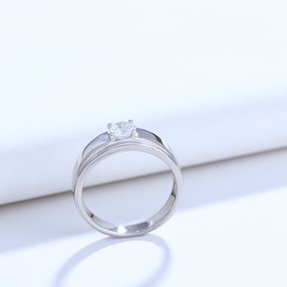 Xuping Jewelry White Gold Wedding Ring Artificial Gemstone Ring Simple Four Claw Wedding Ring for Women