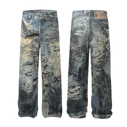 American-style high street graffiti jeans