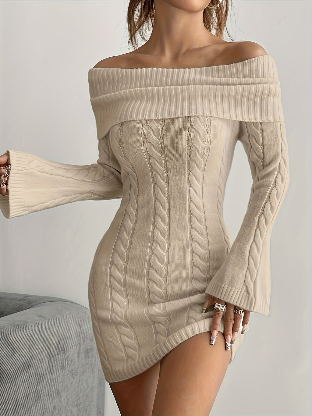 Casual Knit Off-Shoulder Dress
