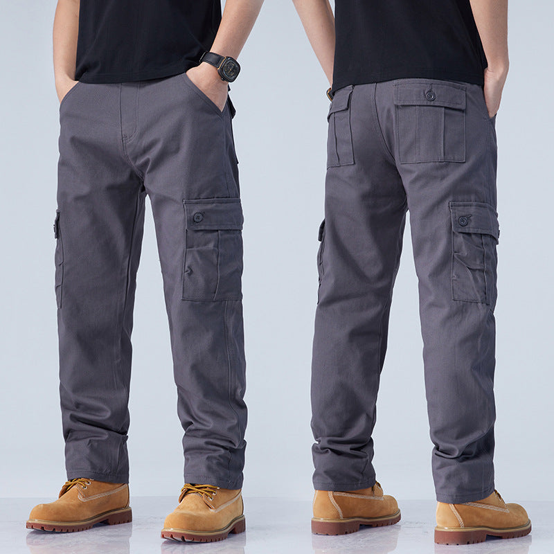 Pure cotton work pants with loose and straight fit