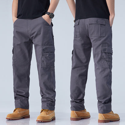 Pure cotton work pants with loose and straight fit