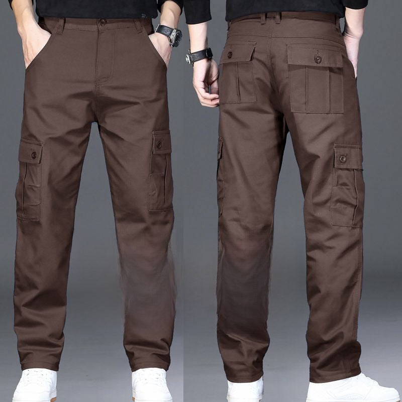 Pure cotton work pants with loose and straight fit