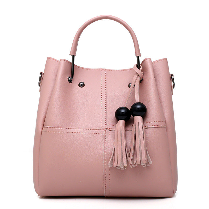 Korean version of solid color bucket bag