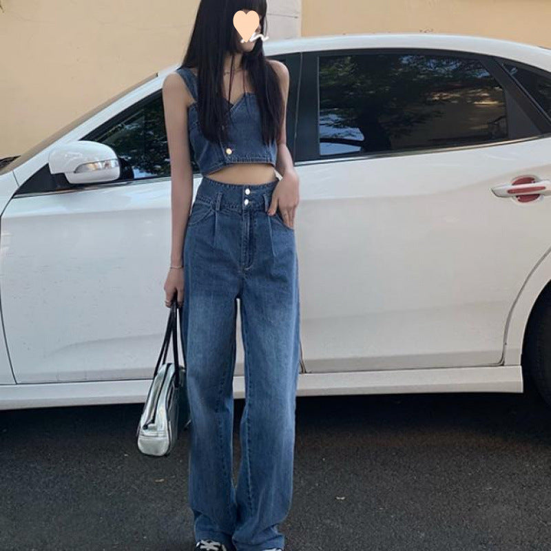 Sexy girl's unique and stylish denim outfit