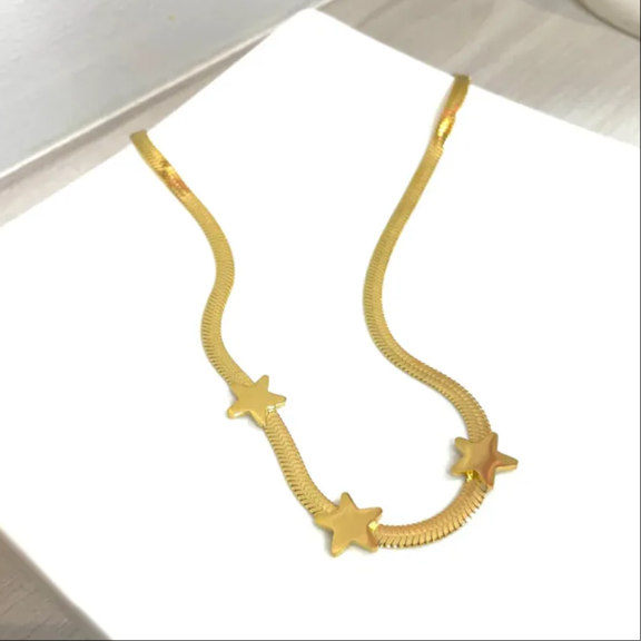 Stainless Steel Necklace Gothic Blade Snake Chain Star Choker Light Luxury Necklace for Women Jewelry