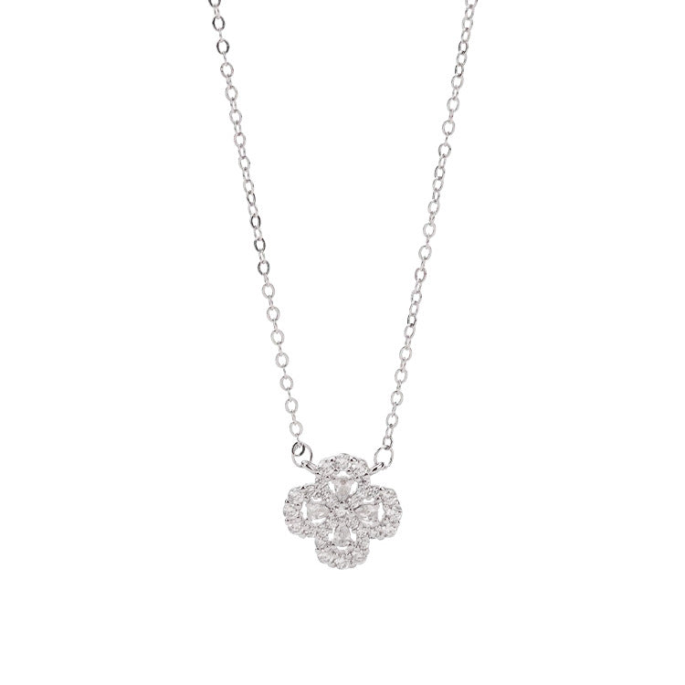 Sparkling Four-Leaf Clover Titanium Steel Necklace