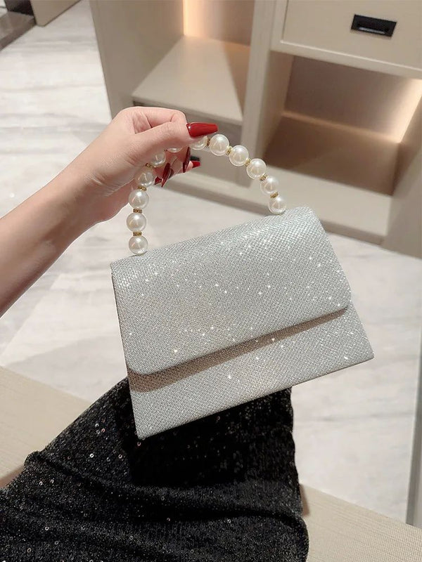 Shiny Pearl Chain Crossbody Bag for Women