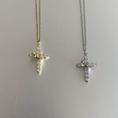 Rotatable Crown Diamond Cross Necklace for Women