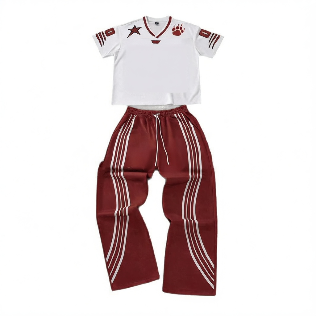 Fashionable high street printed sports outfit
