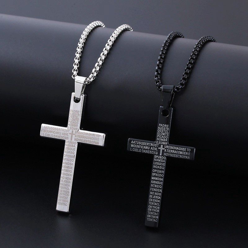 New cross necklace men's scripture androgynous style hip-hop pendant necklace women's jewelry