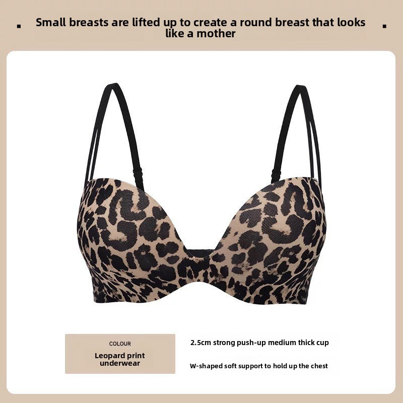 Leopard Print Push-Up Seamless Bra