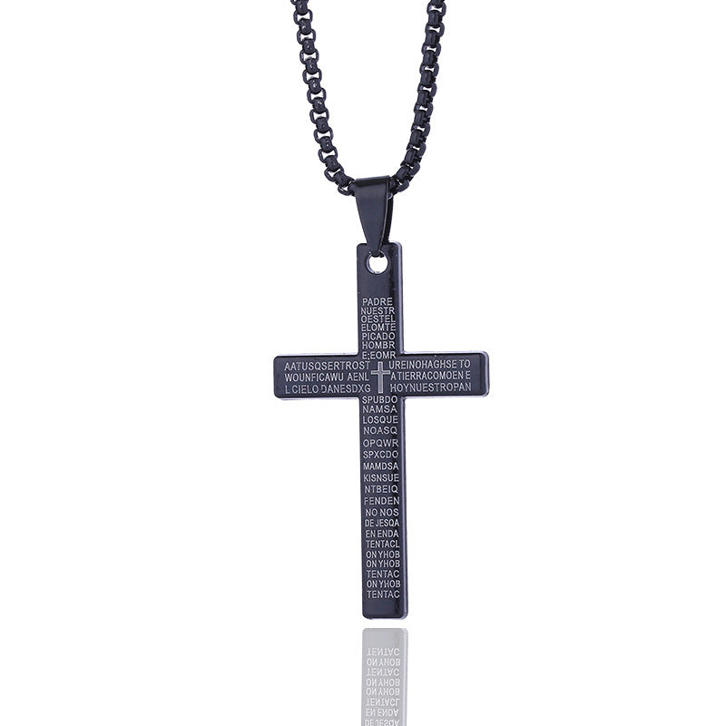 New cross necklace men's scripture androgynous style hip-hop pendant necklace women's jewelry