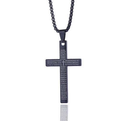 New cross necklace men's scripture androgynous style hip-hop pendant necklace women's jewelry