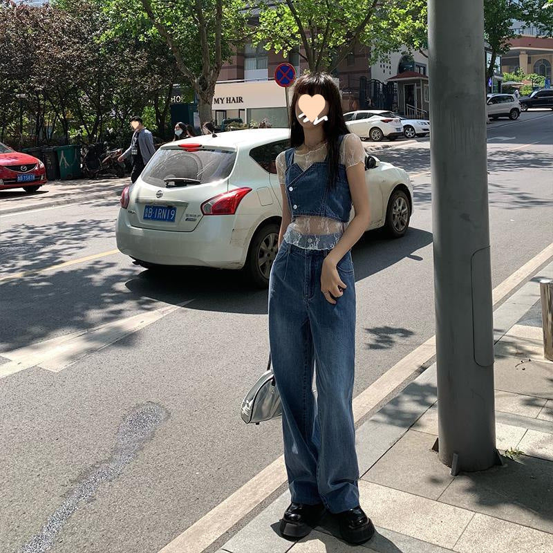 Sexy girl's unique and stylish denim outfit