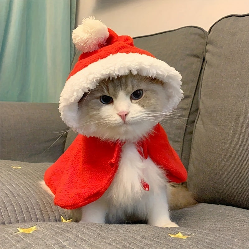 Pet Christmas Party Dog Cloak Pet Cat Hat Shawl suit